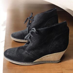 J Crew Macalister Black Suede Wedge Chukka Lace Up Boots Shoes Womans Sz 9